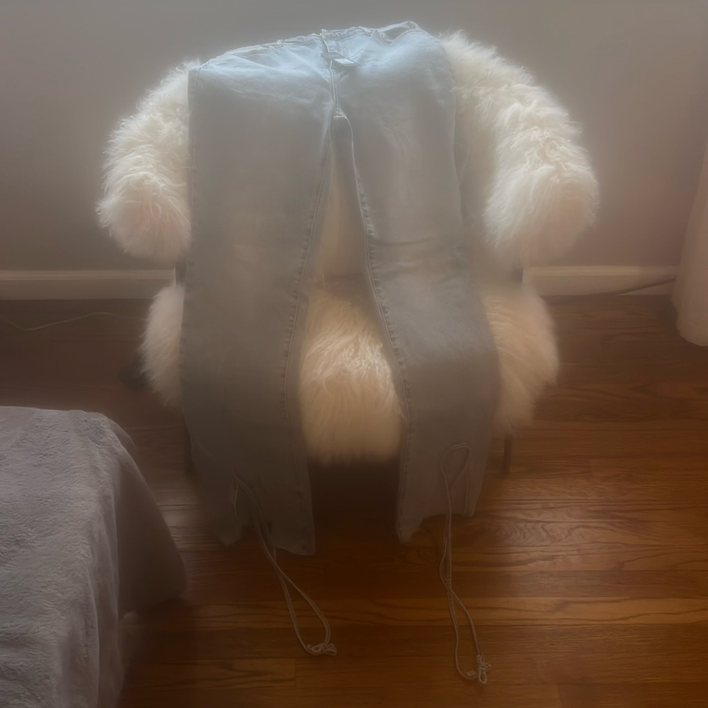 Tall length tied up jeans medium wash never worn jeans